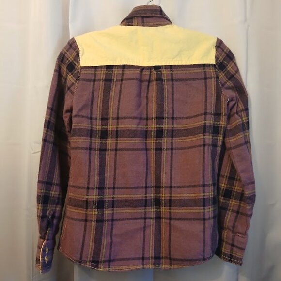 Western Shirt womens XS Purple Yellow Plaid Cowgirl Rodeo long sleeve Collared - Picture 6 of 8